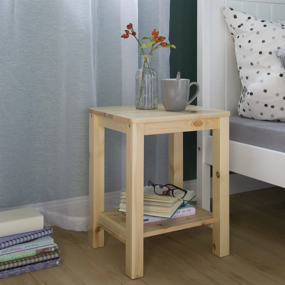 Homestyle4U Naktinis staliukas, 47x32x38 cm, rudas
