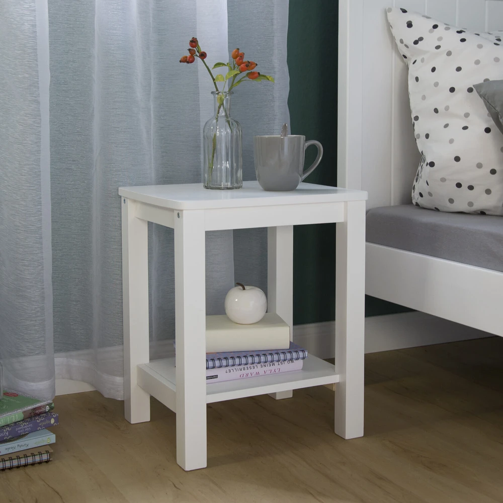 Homestyle4U Naktinis staliukas, 47x32x38 cm, balta