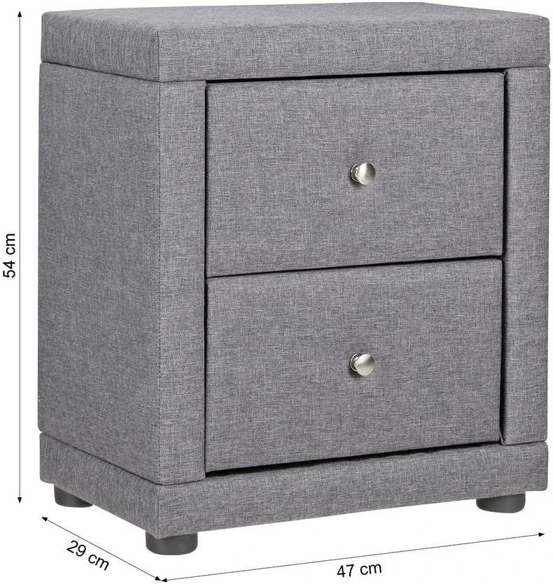 Homestyle4U Naktinis staliukas, 47x54x29 cm, pilkas audinys