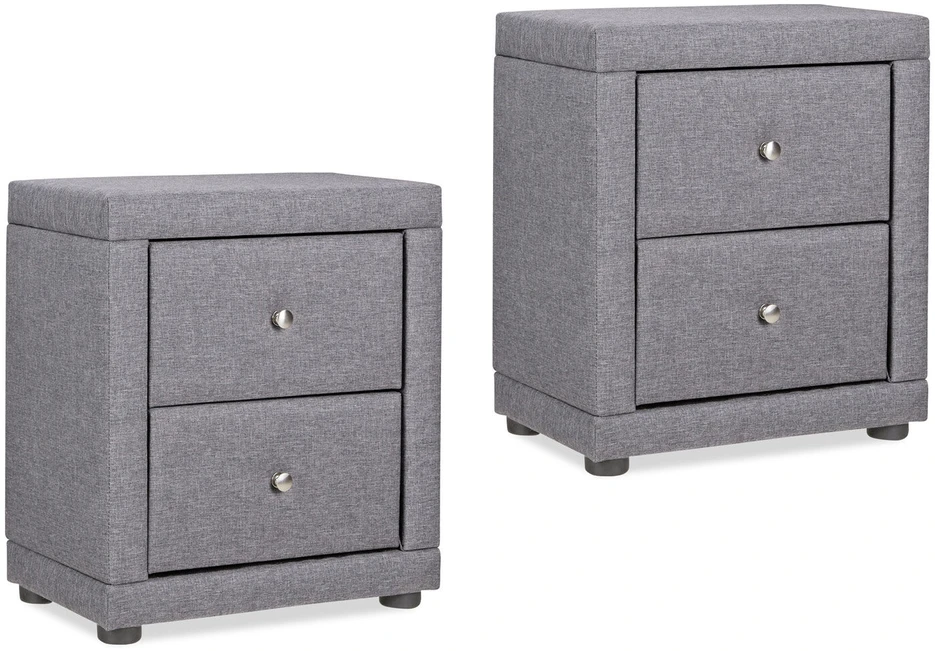 Homestyle4U Naktinis staliukas, 47x54x29 cm, pilkas audinys