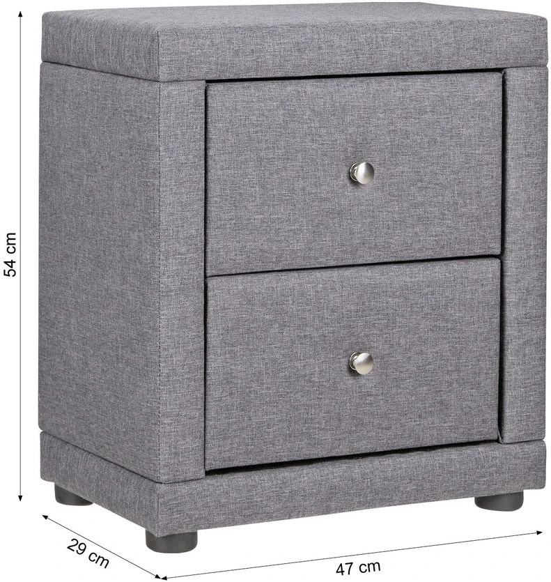 Homestyle4U Naktinis staliukas, 47x54x29 cm, pilkas audinys