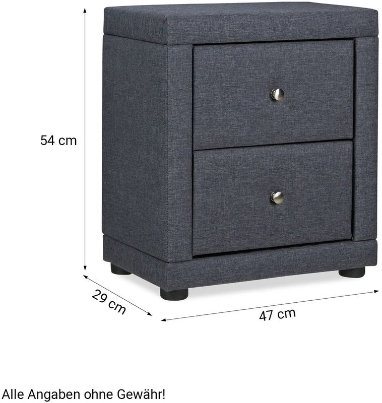 Homestyle4U Naktinis staliukas, 47x54x29 cm, pilkas audinys