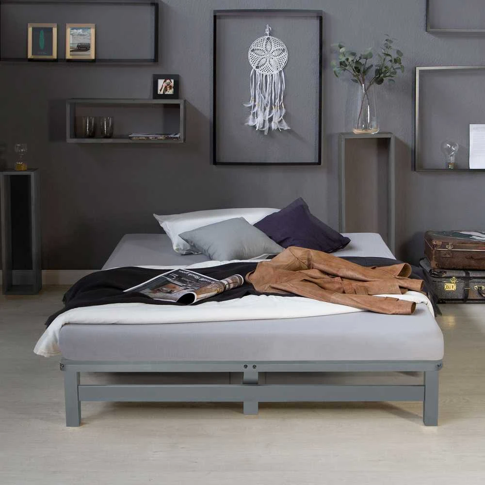 Homestyle4U Lova, 140x28x200 cm, Pilka