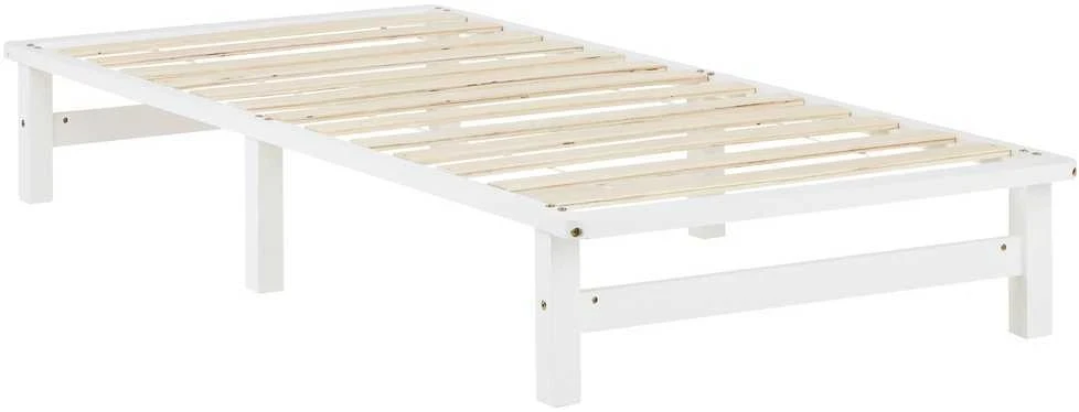 Homestyle4U Viengulė lova, 90x28x200 cm, balta