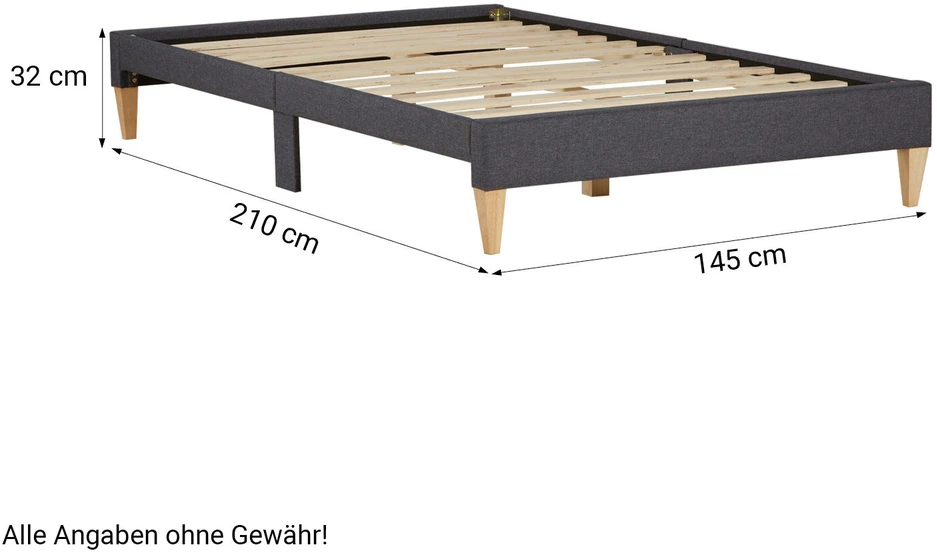 Homestyle4U Paminkštinta lova, 145x32x210 cm, pilka