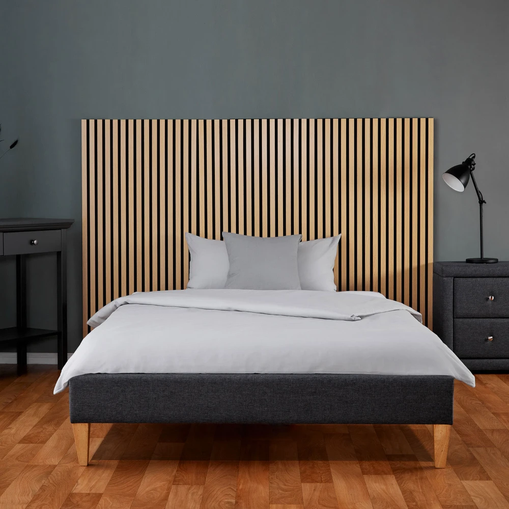 Homestyle4U Paminkštinta lova, 95x32x210 cm, pilka