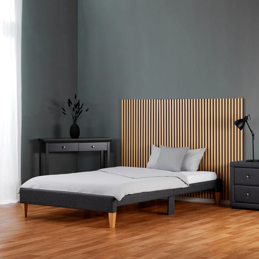 Homestyle4U Paminkštinta lova, 95x32x210 cm, pilka