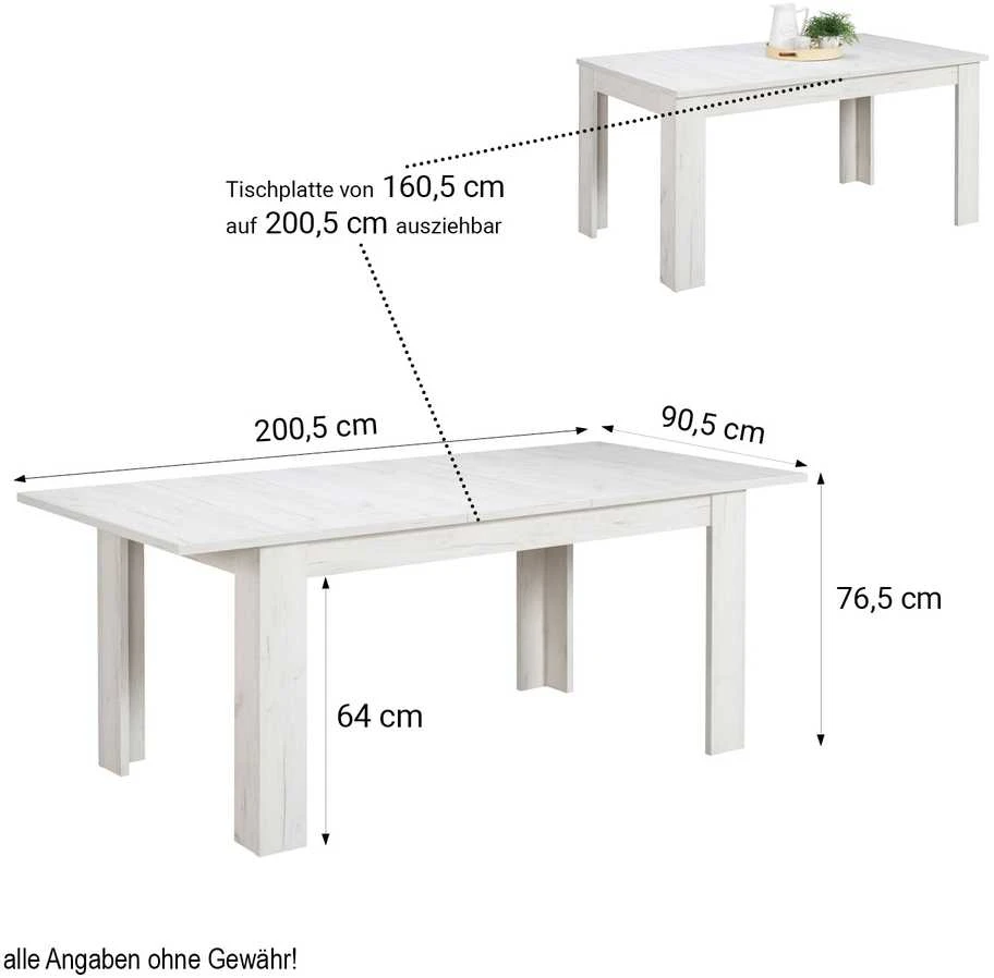Homestyle4U Valgomojo stalas ir kėdžių komplektas, 160.5x90.5x76.5 cm, balta ir pilka