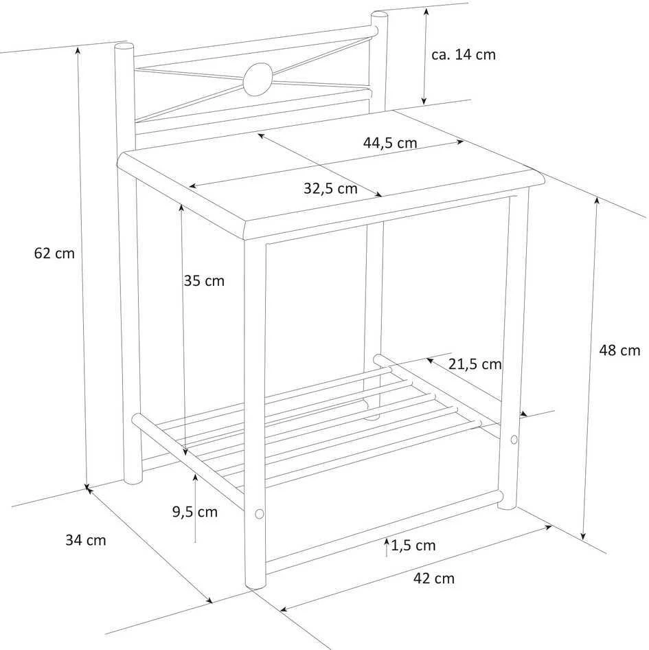 Homestyle4U Naktinis staliukas, 45x35x64 cm, juodas, rudas
