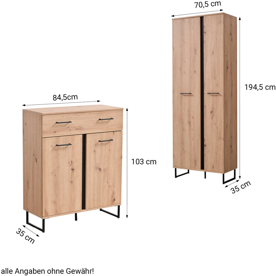 Homestyle4U Prieškambario baldų komplektas, 5 dalių industrinio stiliaus, 240x195x35 cm, ruda