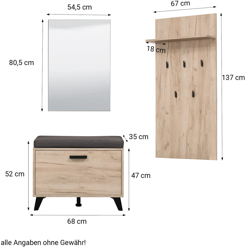 Homestyle4U Prieškambario baldų komplektas, 175x192x35 cm, pilka