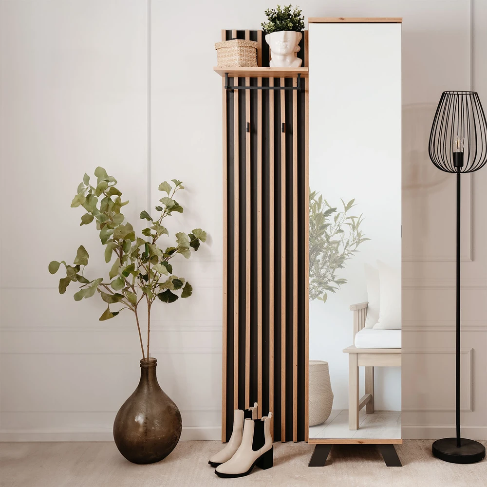 Homestyle4U Prieškambario spinta, 80x190x37 cm, ruda