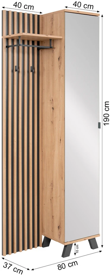 Homestyle4U Prieškambario spinta, 80x190x37 cm, ruda