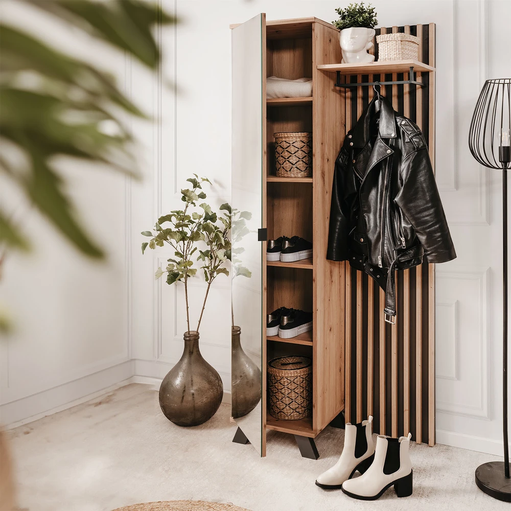 Homestyle4U Prieškambario spinta, 80x190x37 cm, ruda