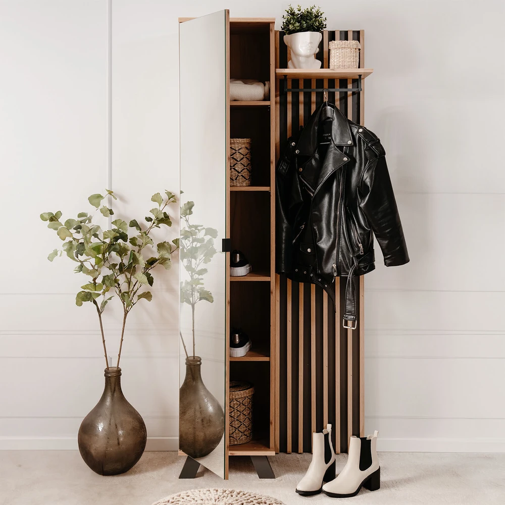 Homestyle4U Prieškambario spinta, 80x190x37 cm, ruda
