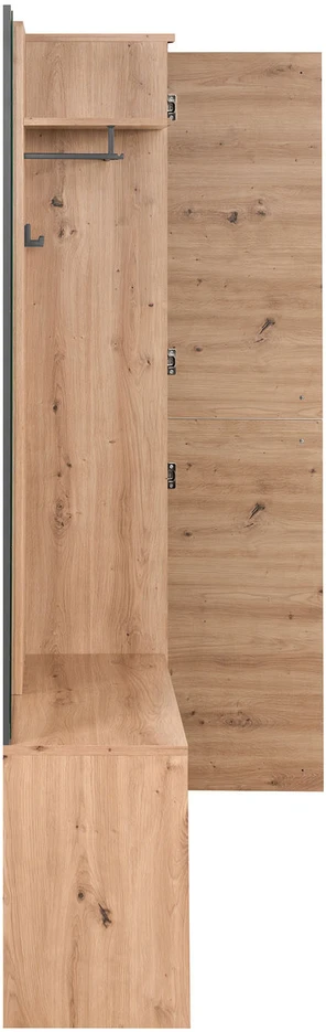 Homestyle4U Prieškambario spintos komplektas, 122x190x37 cm, ruda