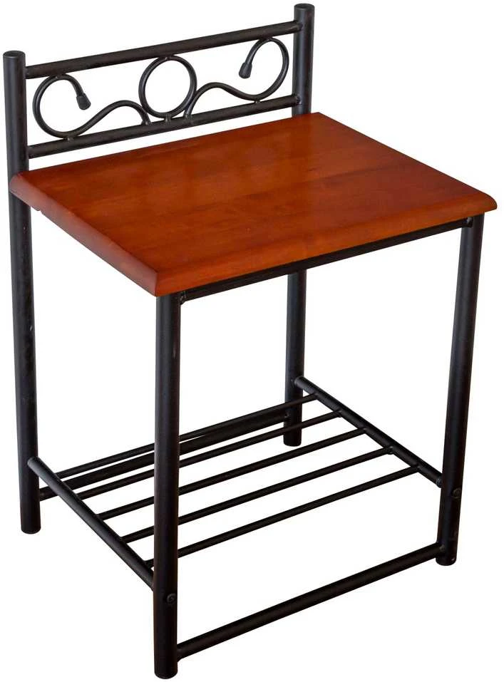 Homestyle4U Naktinis staliukas, 45x35x64 cm, juodas, rudas