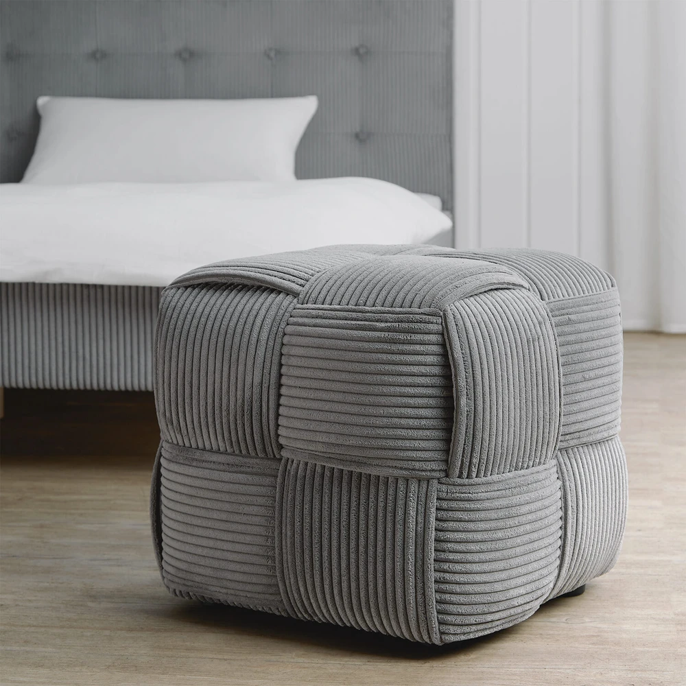 Homestyle4U Pufas, 46x41x46 cm, Pilka