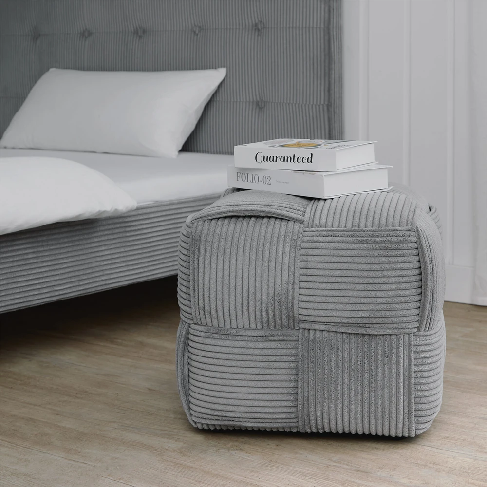 Homestyle4U Pufas, 46x41x46 cm, Pilka