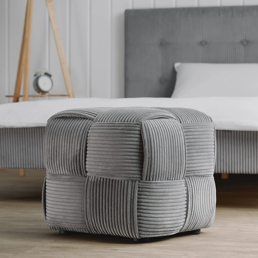 Homestyle4U Pufas, 46x41x46 cm, Pilka