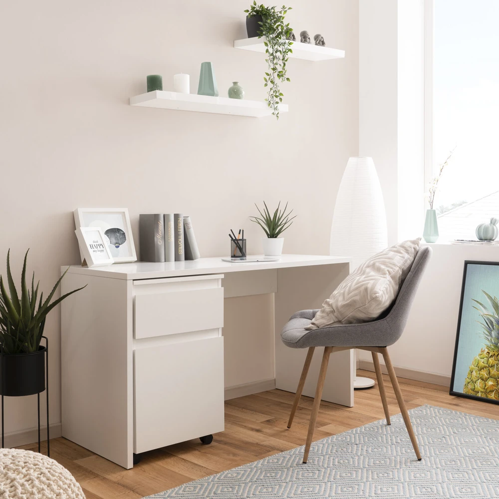 Homestyle4U Rašomasis stalas, 130x75x54 cm, Balta
