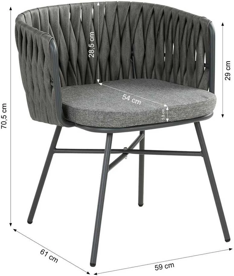 Lauko baldų komplektas Homestyle4U Sodo baldų komplektas, 163x70.5x61 cm, pilka