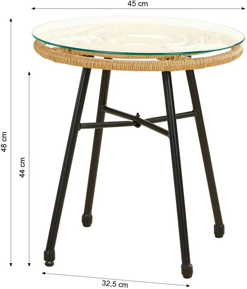 Lauko baldų komplektas Homestyle4U Sodo baldų komplektas, 68x77,5x55 cm, ruda, juoda
