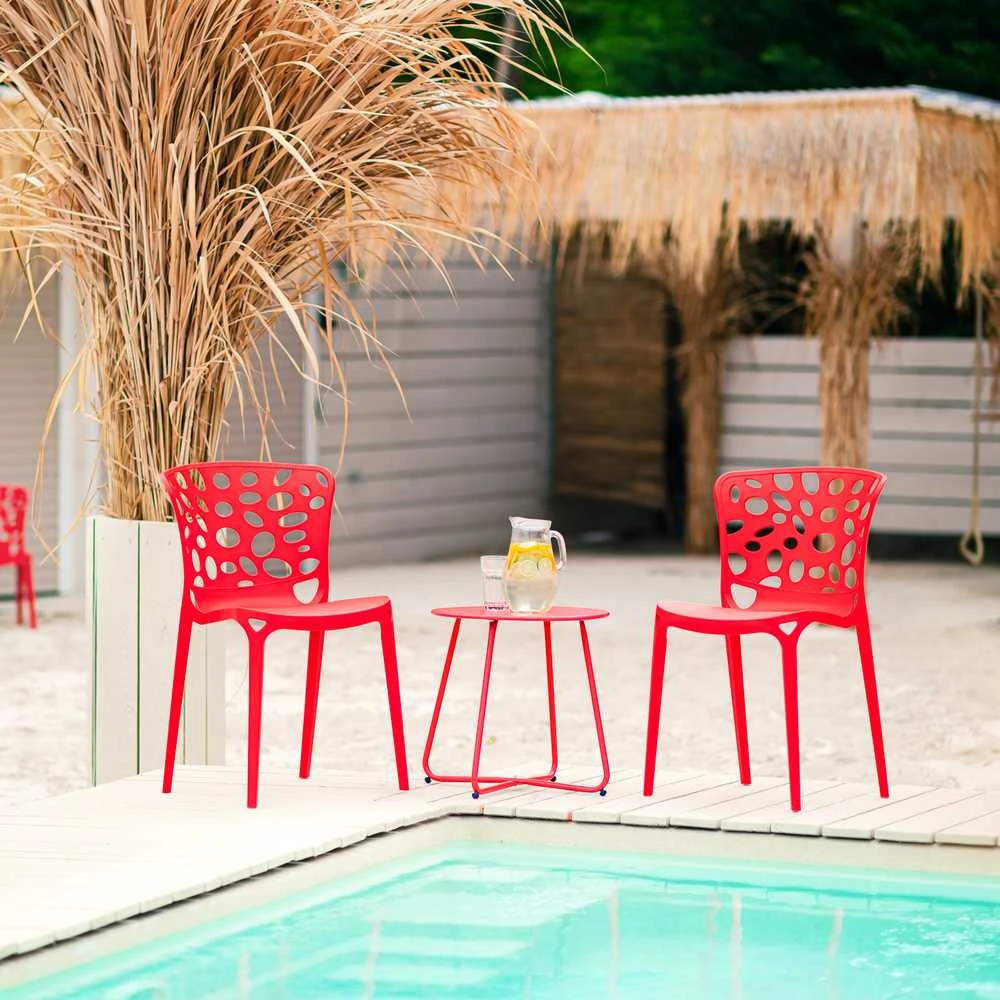 Homestyle4U Sodo kėdžių komplektas, 47x83x47 cm, raudona