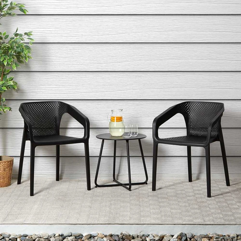 Homestyle4U Sodo kėdžių komplektas, 55x74.5x54 cm, juoda