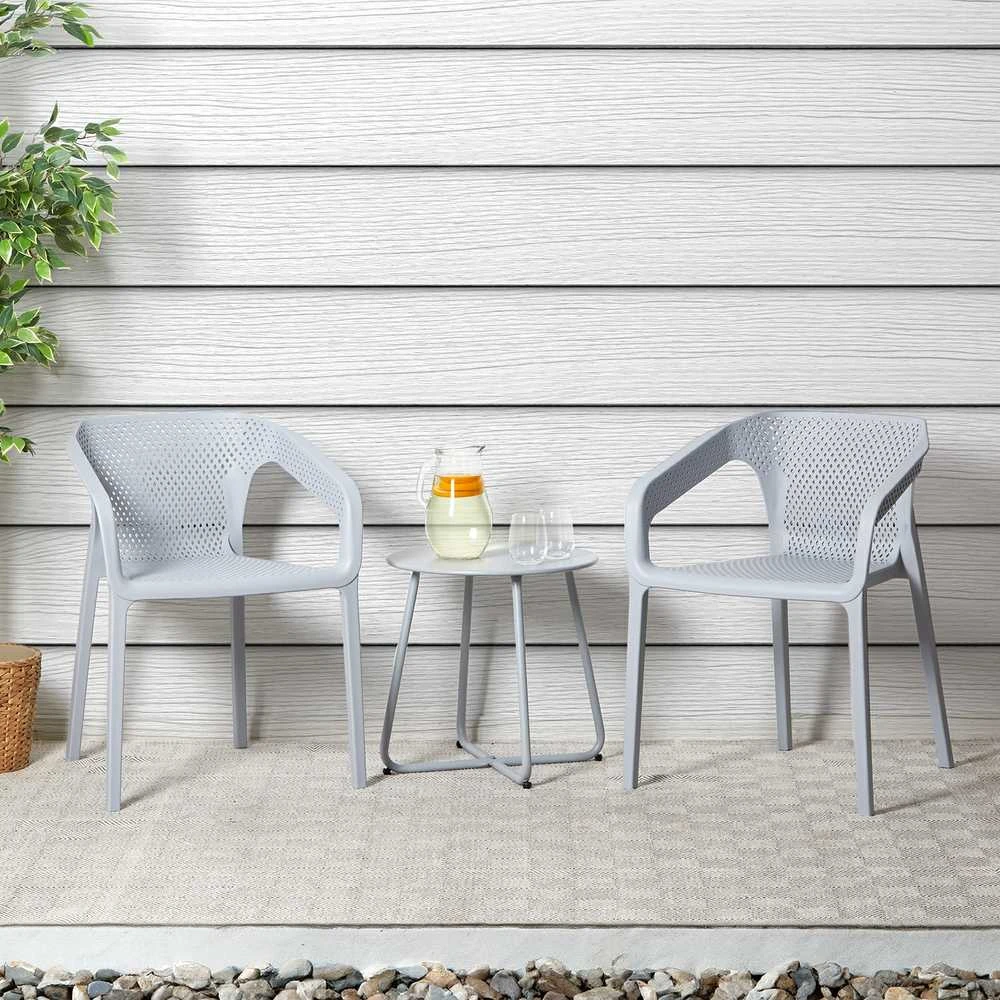 Homestyle4U Sodo kėdžių komplektas, 55x74.5x54 cm, pilka