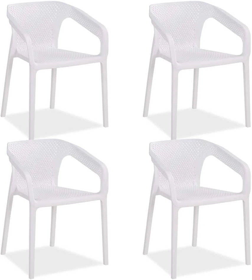 Homestyle4U Sodo kėdžių komplektas, 55x74,5x54,5 cm, balta