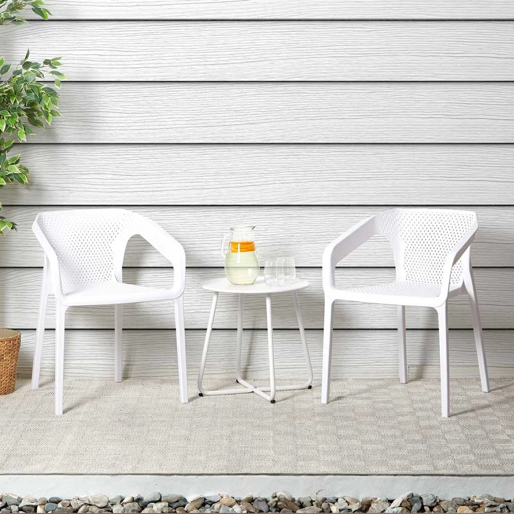 Homestyle4U Sodo kėdžių komplektas, 55x74,5x54,5 cm, balta
