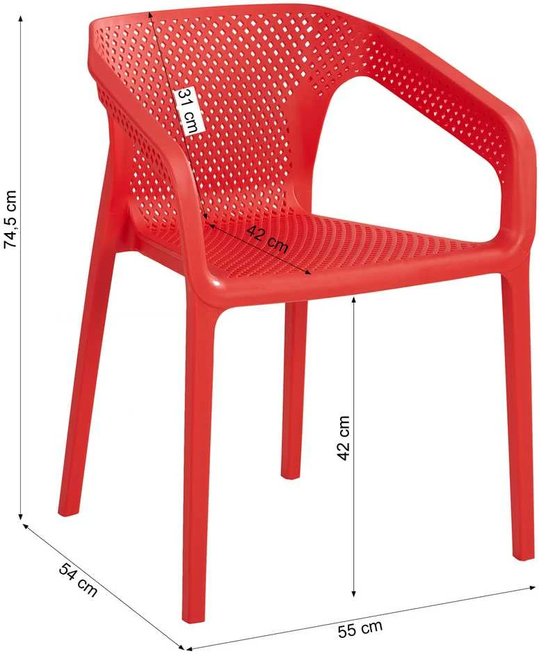 Homestyle4U Sodo kėdžių komplektas, 55x74.5x54 cm, raudona