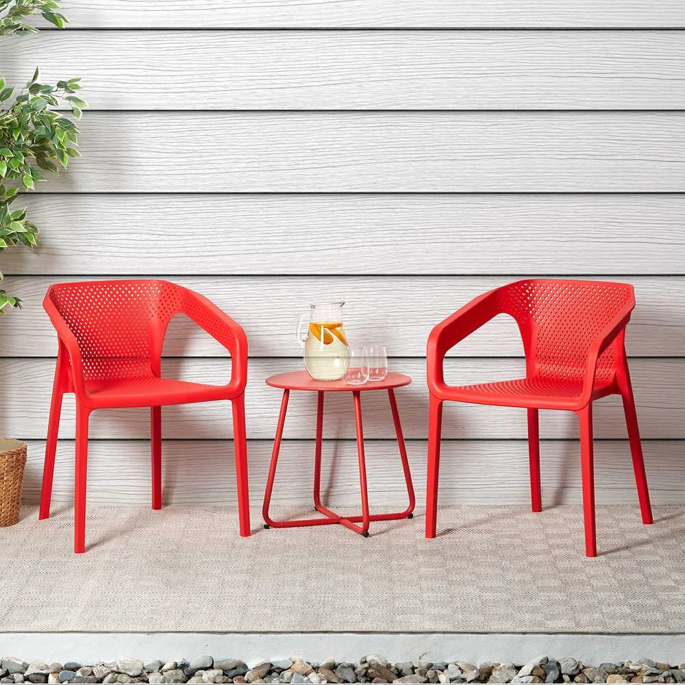 Homestyle4U Sodo kėdžių komplektas, 55x74.5x54 cm, raudona