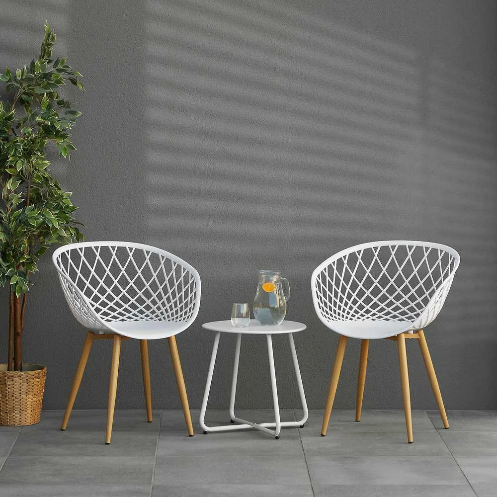 Homestyle4U Sodo kėdžių komplektas, 62x80x57 cm, balta
