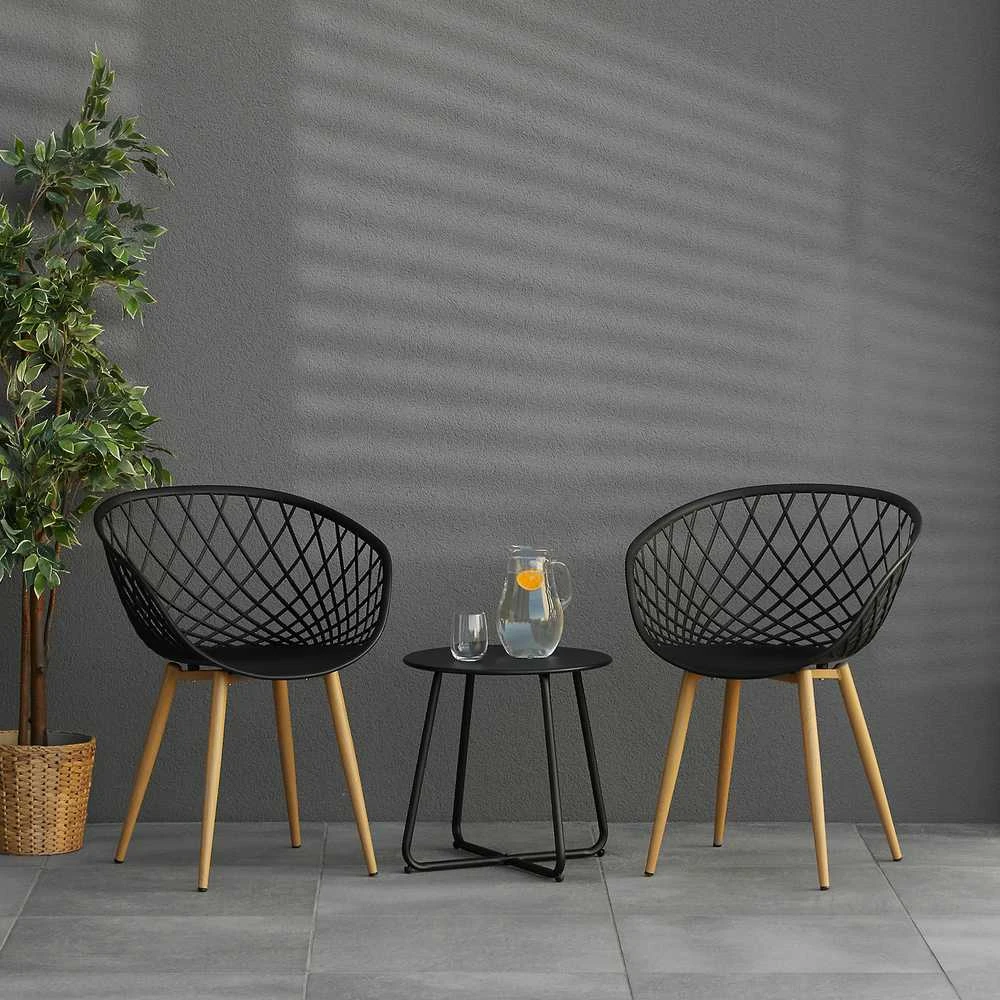 Homestyle4U Sodo kėdžių komplektas, 62x80x57 cm, juoda