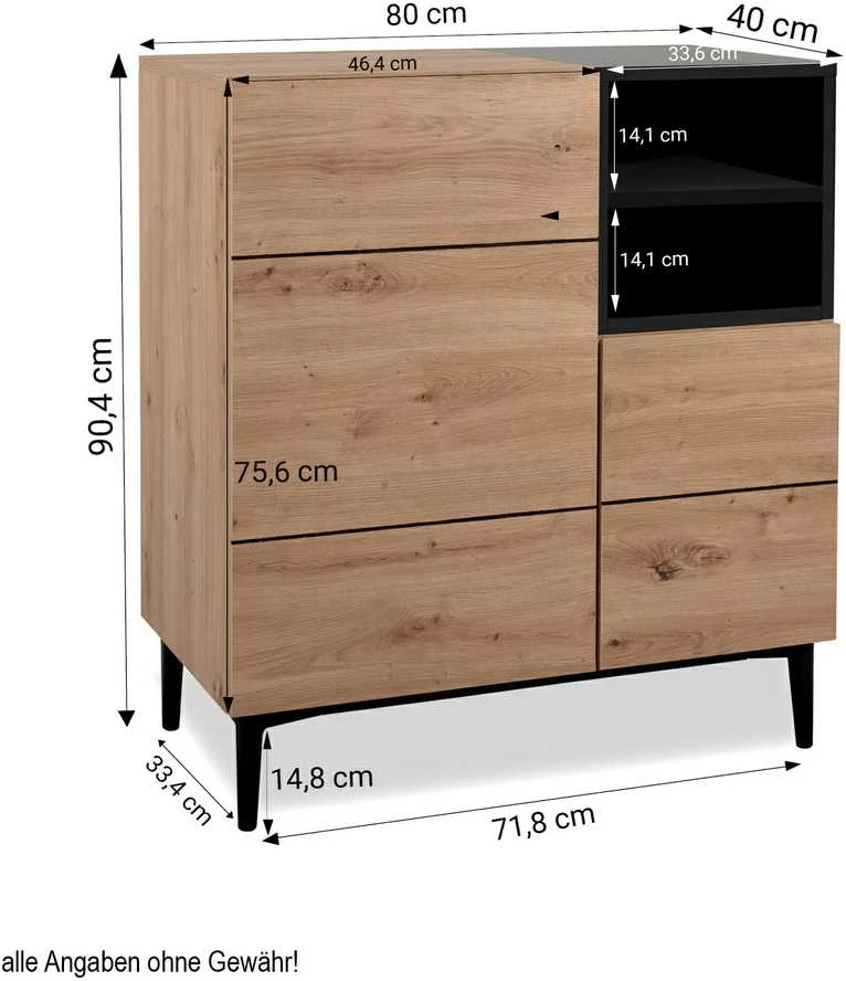 Homestyle4U Komoda, 80x40x90.4 cm, Ruda