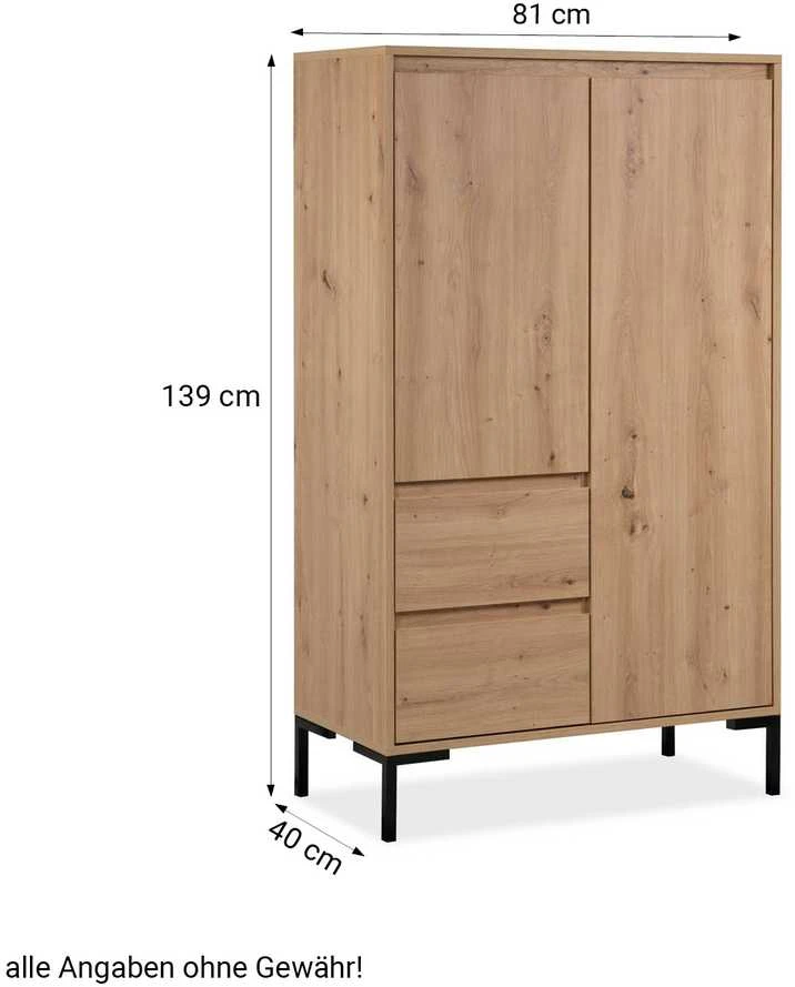 Homestyle4U Aukšta spintelė, 81x139x40 cm, ruda
