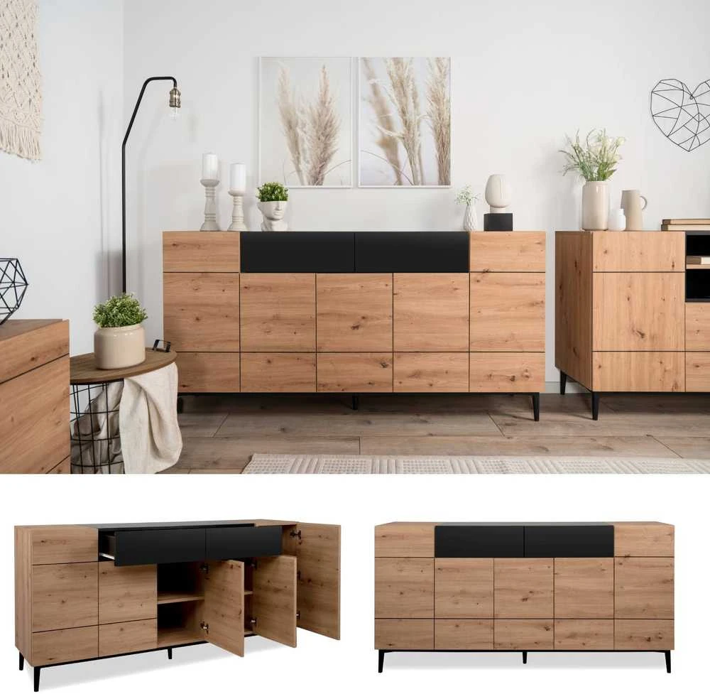 Homestyle4U Komoda, 180x41.8x90.4 cm, ruda