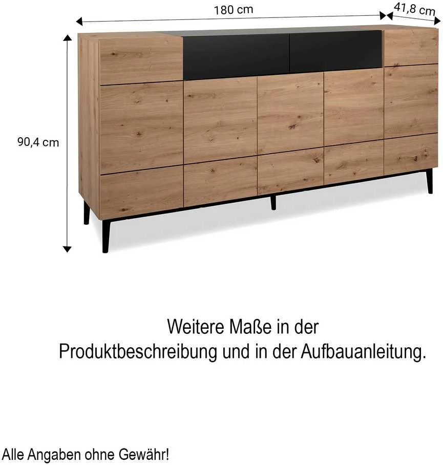 Homestyle4U Komoda, 180x41.8x90.4 cm, ruda