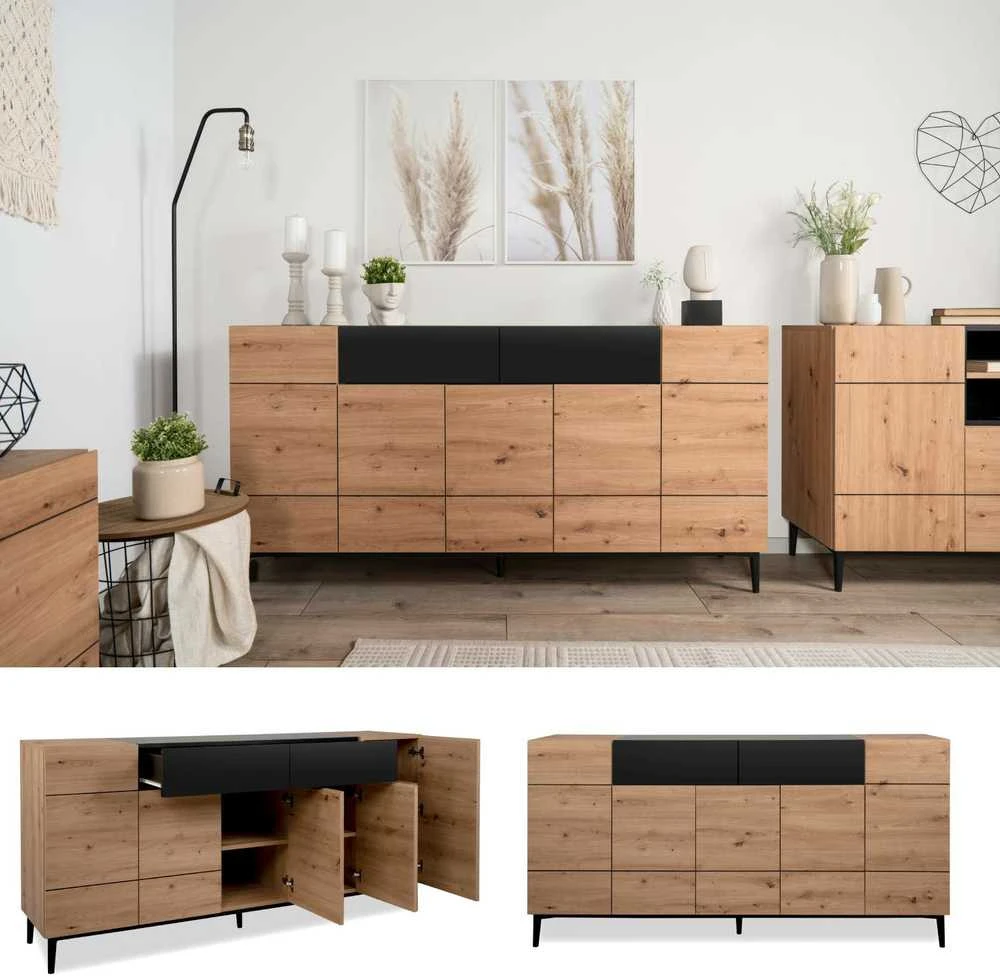 Homestyle4U Komoda, 180x41.8x90.4 cm, ruda