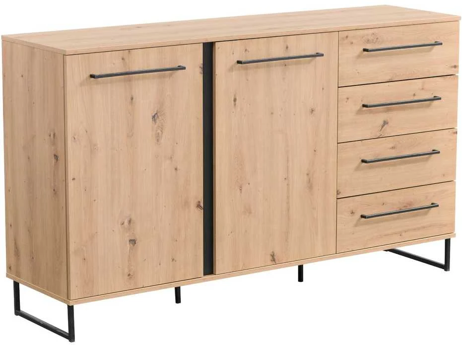Homestyle4U Komoda, 159x92.5x42 cm, ruda juoda, medinė