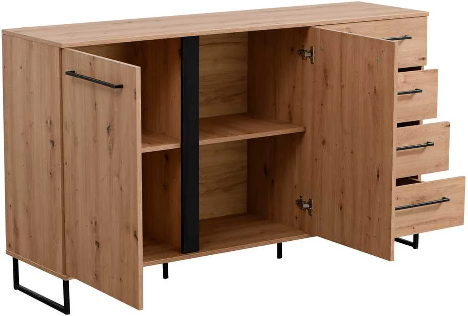 Homestyle4U Komoda, 159x92.5x42 cm, ruda juoda, medinė