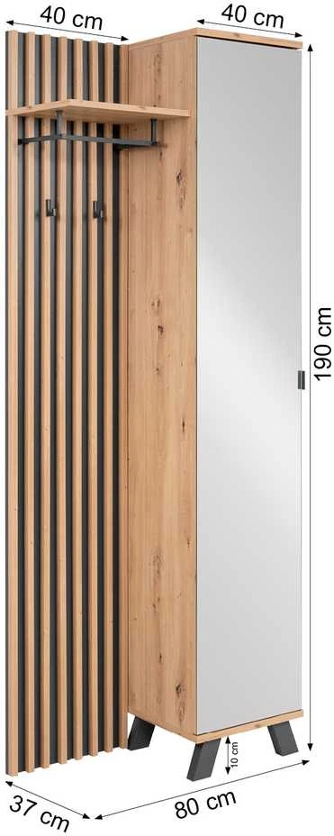 Homestyle4U Prieškambario spinta, 80x190x37 cm, ruda