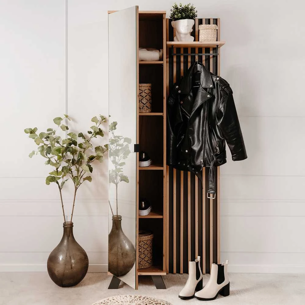Homestyle4U Prieškambario spinta, 80x190x37 cm, ruda