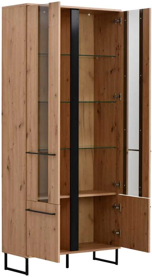 Homestyle4U Aukšta spintelė, 84,5x193x35 cm, ruda ir juoda