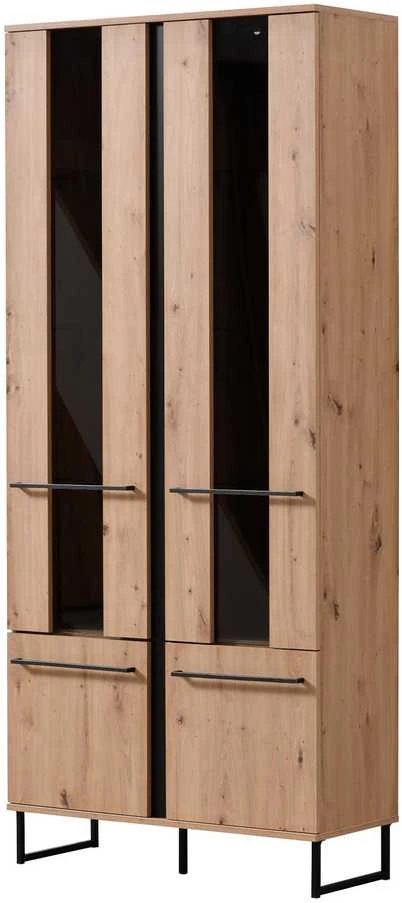 Homestyle4U Aukšta spintelė, 84,5x193x35 cm, ruda ir juoda