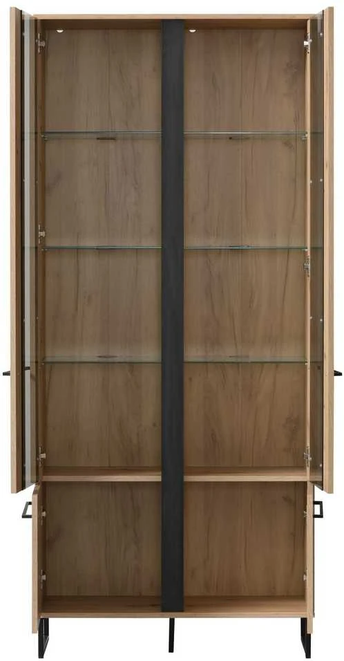 Homestyle4U Aukšta spintelė, 84,5x193x35 cm, ruda ir juoda