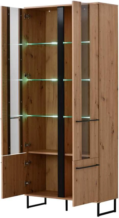 Homestyle4U Aukšta spintelė, 84,5x193x35 cm, ruda ir juoda