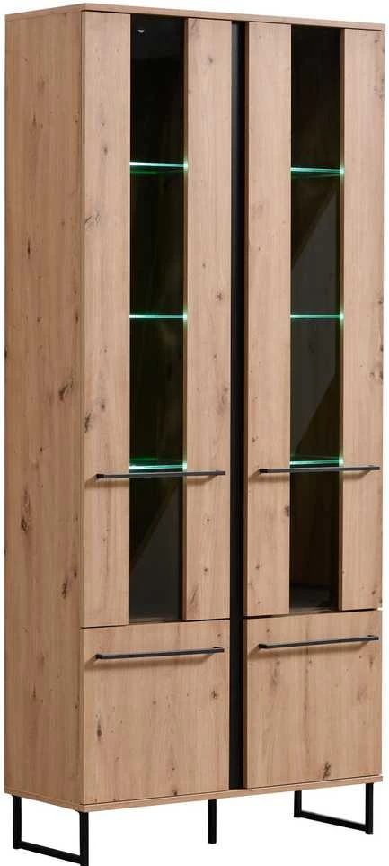 Homestyle4U Aukšta spintelė, 84,5x193x35 cm, ruda ir juoda